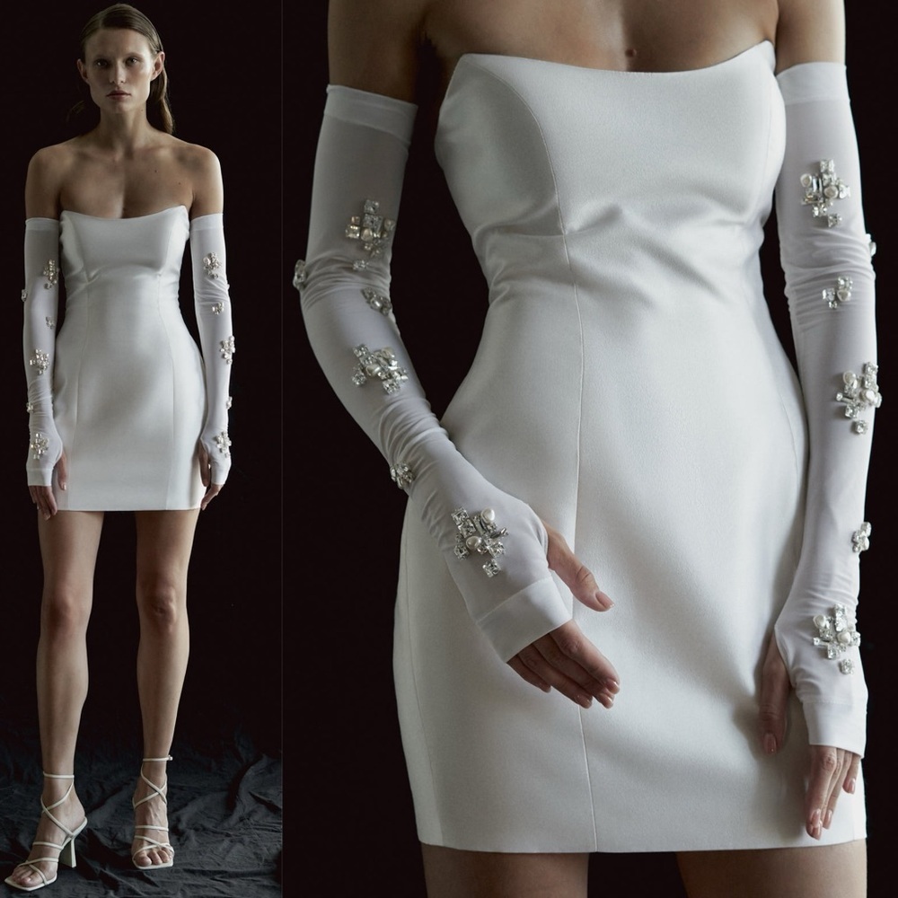 NWT NDS The Label Strapless Silk Wool Mini Dress